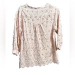 Romantic Pink Floral Appliqué Blouse Cottagecore Vibes Whimsical Scalloped Sz S Photo 13