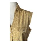 J. McLaughlin Shirt Women Small Tan White Dotted Collard Button Down Preppy Photo 4