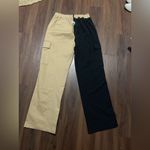 Bershka  Black/Tan Contrasting Two-Tone Straight-Fit Cargo Pants 2 tailored $98 Photo 4