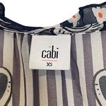 CAbi  Floral Paisley Striped Peplum Sheer Blouse Ruffled Trim V-Neck Top XS Women Photo 6