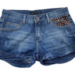 ZARA  Women Denim Shorts‎ Womens 6 Blue Distressed Studded Roll Hem Photo 0