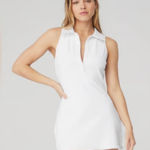 Alo Yoga  White Sleeveless Polo Tennis Dress | Athletic Mini | Size L Photo 0