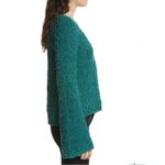 Free People Teal Blue V Neck Sand Dune Oversized Bell Sleeve Sweater size XS Photo 2