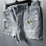 easel  Denim Distressed Frayed Edge Shorts animal print stars size small NWT Photo 8