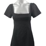 Princess Polly  Black Short Sleeve Square Neck Back Zip Mini A Line Dress Size 4 Photo 0