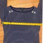 Ralph Lauren  Top Womens large Blue White Stripe‎ Boat Neck  Stretch Blouse Shirt Photo 1