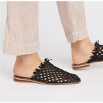 Free People  Women's Black Mirage Mules Woven Leather Slip On Boho Size 38 Photo 2