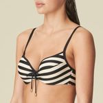 Marie Jo Swim Merle Heart Shape Bikini Top In Noir Rayure 1002916 E‎ $140 Black Size M Photo 0