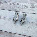 Vintage Clip On Earrings Mirrored & Clear Gem Leaves Photo 5