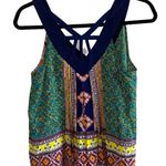 Anthropologie Maeve Silk Multicolored Patterned Strappy Back V Neck Sleeveless Blouse Photo 0