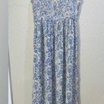 Pink Rose maxi dress, white with blue pattern, size S Photo 0