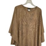 Alberto Makali  faux leather laser cut out pattern brown poncho M Photo 9