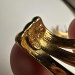 Swavorski Napier Gold Tone Large Curved Stud Pierced Earrings Signed Photo 8