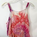 Old Navy  Medium Dress Handmade Tie Dye Linen Button Front Pockets Pink Boho 1750 Photo 6