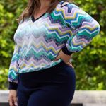 Minnie Rose Cold Shoulder Chevron Sweater V Neck Pullover Top, Size 3x #1162 Photo 0