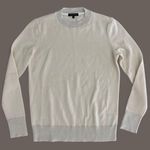 Lafayette 148 New York 100% Cashmere Crewneck Sweater Ivory + Light Grey Trim Size XS Photo 0