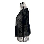 American Rag  Black Mesh Sheer Embroidered Peplum Top M Witchy Goth Dark Coquette Photo 3