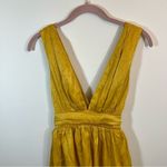 Lulus  Peak Party Vibe Satin Tiered Tie-Back Midi Dress NWT Gold XS Photo 3