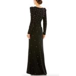 Mac Duggal  55797 Black Rhinestone Encrusted Long Sleeve V-Neck Jersey Gown sz 6 Photo 3