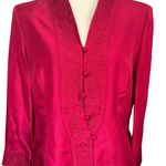 Adrianna Papell Vintage Deadstock Red Silk Skirt and Jacket Set 14 Photo 2