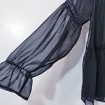 Free People Black Sheer Tiered Lace Bow Tie Long Sleeves Photo 6