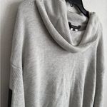 BCBGMAXAZRIA  Gray Cowl Neck Sweater Faux Leather Sleeve Patch Womens S Moto Photo 1