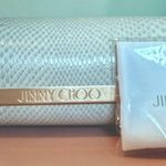 Jimmy Choo NEW  Eye/Sunglasses Hard Case+Cloth Cream Tan Faux Snakeskin Flip Top Photo 0