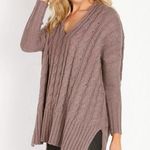 Free People easy cable v neck sweater mushroom Photo 0