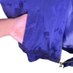 Duda International Navy Floral Bomber Jacket Zip Windbreaker Small Silk 90s 80s Blue Photo 9