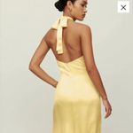 Reformation  Maddison 100% Silk Midi Dress Halter Yellow Zest Satin Size 0 NWT Photo 7