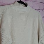 Aerie  WAFFLE KNIT QUARTER ZIP POCKET SWEATSHIRT CREAM LOUNGE COZY SMALL Photo 7