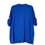 BCBGMAXAZRIA  Womens Tops Size XS Blue Crepe‎ Roll-Tab Sleeve Tunic Button Front Photo 1