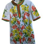 Vintage Vera Neumann Floral Print Size 14 Top w/Back Zipper 70’s Retro Hippie. White Photo 1