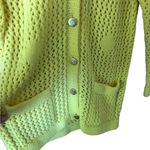 Vintage Authentic 60s 70s yellow cardigan Crochet Sweater Grandmacore Twee Size M Photo 2