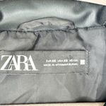 ZARA Quilted Faux Leather Cropped Puffer Vest Exposed Silver Zippers Pockets XS Photo 4