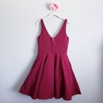 XScape  Burgundy Wine Deep V-neck Sleeveless A-line Flare Dress Photo 4