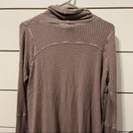 Free People  Brown Cowl Neck Waffle Long Sleeve Photo 2