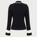 Rihoas Women's Black Splicing Button Ribbed Cardigan Size L Photo 5