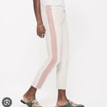 Mother the looker ankle fray white with pink stripe jeans 26 Photo 1