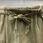 H&M High Waist Paper Bag Shorts Olive Green Photo 3