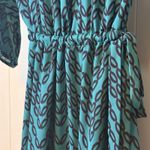 41 Hawthorn Womens M Renesme Wrap Dress 3/4 Sleeve Blue Green Geometric EUC! Size M Photo 3