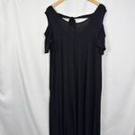 Lane Bryant Black Cold Shoulder V Neck Maxi Dress Women Size 14 16 Rayon NWT Photo 4