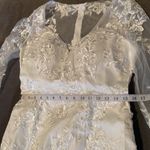 Women’s Long Sleeve Wedding Dress Lace Appliqué Zip Up Back with Train Size 12 Photo 11