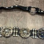 Leather and stone silver medallion wrap belt Photo 1