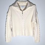 La Ligne Bastien Cable Knit 1/2 Zip Wool Pullover Sweater Cream Ivory Sz XS White Photo 1