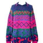 Vintage 80’s sweater bold color cotton ramie Studio Michelle Stuart hand knit Size L Photo 3