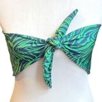 Topshop Front Tie Zebra Pattern Bandeau Tube Top Green Blue Size 6 Photo 0