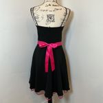 Masquerade  Black Fit & Flare Dress Hot Pink Ribbon Trim & Bow Party/Prom Style M Photo 2
