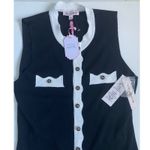 Nanette Lepore  Sleeveless Black White Contrast Trim Button Front Dress M NWT Photo 3