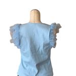 Anthropologie NWOT Dolan Tulle Ruffle Sleeve Tank Blue Ribbed Knit Top Photo 6
